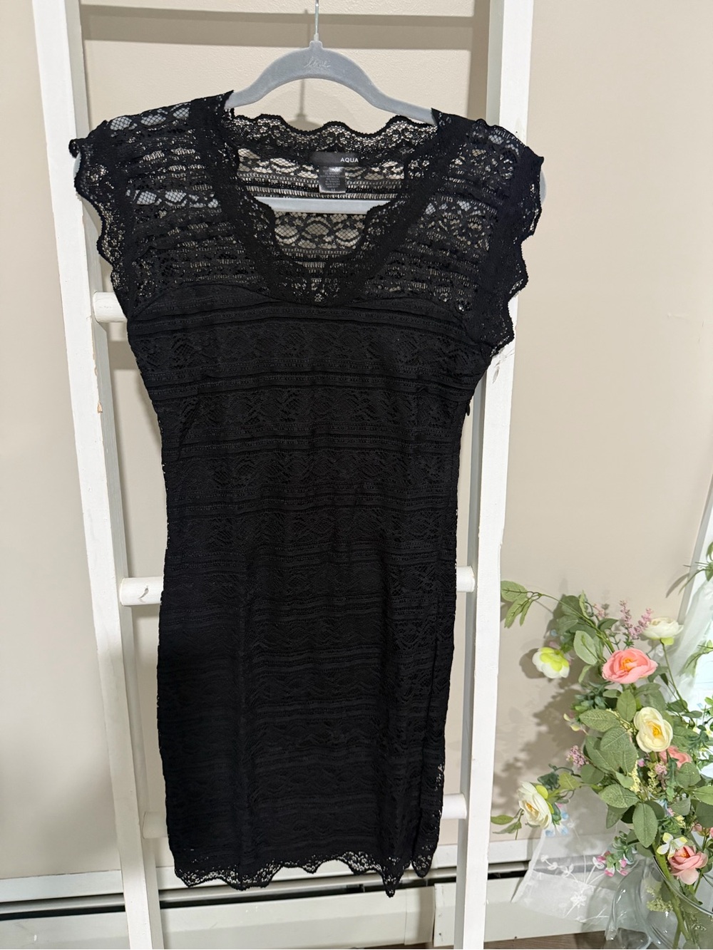 Aqua Black Lace Detail dress